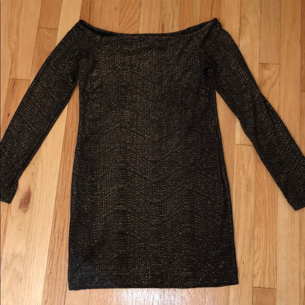 BCBGeneration Metallic Off The Shoulder Dress